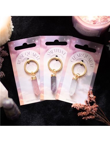 Rose Quartz Semi Precious Crystal Keyring MG_88223
