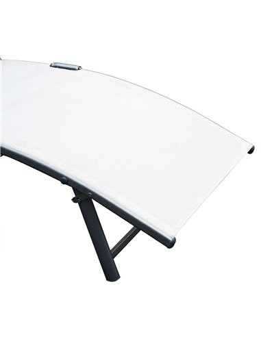Outsunny Texteline Sun Lounger Recliner Chair Foldable Garden 7 Levels Cream White