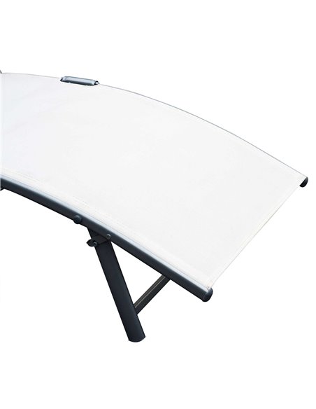 Outsunny Texteline Sun Lounger Recliner Chair Foldable Garden 7 Levels Cream White - pic 13806 | FastDaddyshop