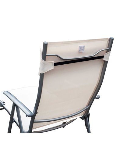 Outsunny Texteline Sun Lounger Recliner Chair Foldable Garden 7 Levels Cream White