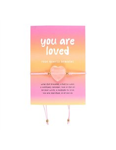 You Are Loved Rose Quartz Crystal Heart Bracelet MO_17425