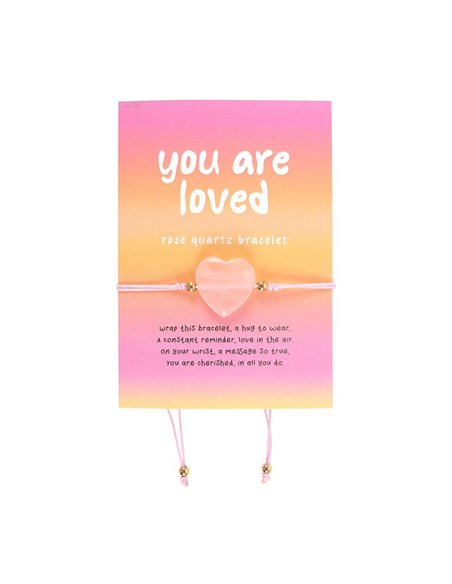 You Are Loved Rose Quartz Crystal Heart Bracelet MO_17425 - pic 138080 | FastDaddyshop