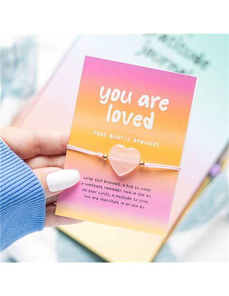 You Are Loved Rose Quartz Crystal Heart Bracelet MO_17425 - pic 138084 | FastDaddyshop