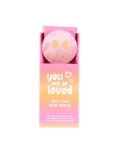 You Are Loved Rose Quartz Happy Face Crystal MO_17725