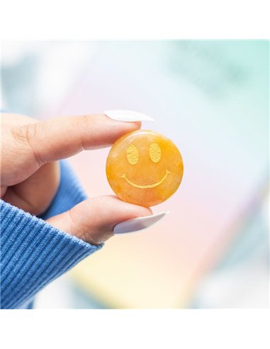 Be Brave Yellow Jade Happy Face Crystal MO_17925