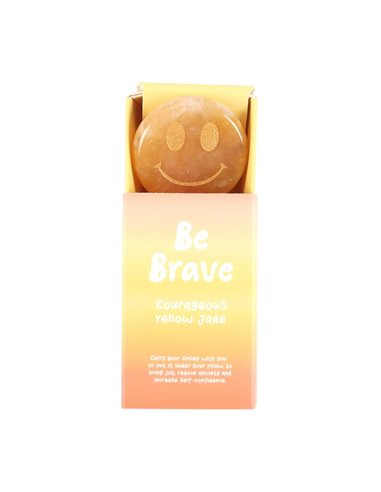 Be Brave Yellow Jade Happy Face Crystal MO_17925