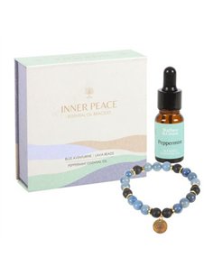 Inner Peace Blue Lace Agate Crystal Essential Oil Bracelet RT_00006