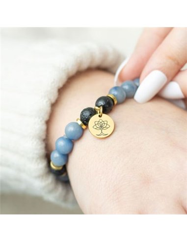 Inner Peace Blue Lace Agate Crystal Essential Oil Bracelet RT_00006