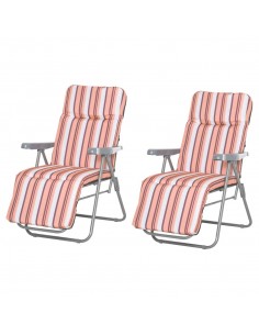 Outsunny Set of 2 Foldable Garden Sun Lounger, Outdoor Reclining Seat, Orange and White