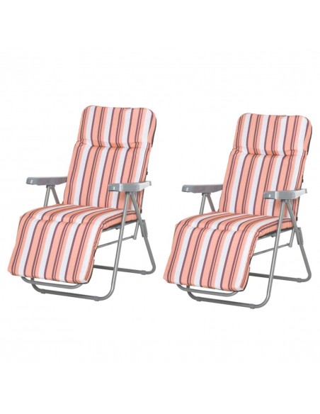 Outsunny Set of 2 Foldable Garden Sun Lounger, Outdoor Reclining Seat, Orange and White - pic 13817 | FastDaddyshop
