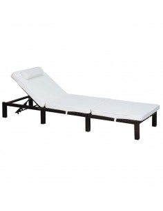 Outsunny PE Rattan 5-level Reclining Sun Lounger with Soft Padded Cushion, Mixed Brown