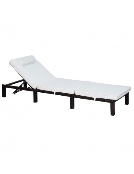 Outsunny PE Rattan 5-level Reclining Sun Lounger with Soft Padded Cushion, Mixed Brown - pic 13820 | FastDaddyshop