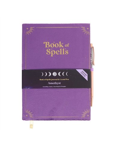 Book of Spells Journal with Amethyst Crystal Pen WA_30025