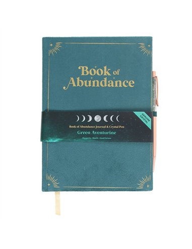 Book of Abundance Journal with Green Aventurine Crystal Pen WA_30125