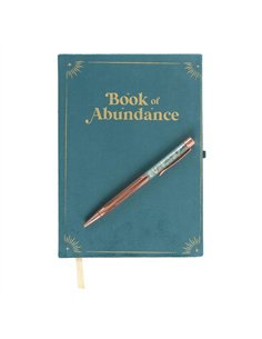 Book of Abundance Journal with Green Aventurine Crystal Pen WA_30125