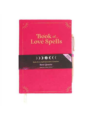 Book of Love Spells Journal with Rose Quartz Crystal Pen WA_30225
