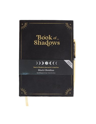 Book of Shadows Journal with Black Obsidian Crystal Pen WA_30325