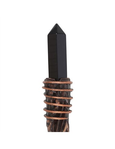 Thin Protection Black Obsidian Crystal Wand WA_31225