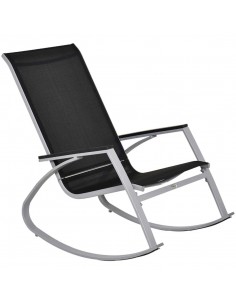Outsunny Garden Rocking Chair Sun Lounger, High Back, Texteline, Black