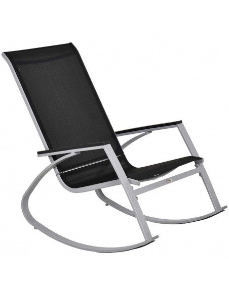 Outsunny Garden Rocking Chair Sun Lounger, High Back, Texteline, Black - pic 13829 | FastDaddyshop