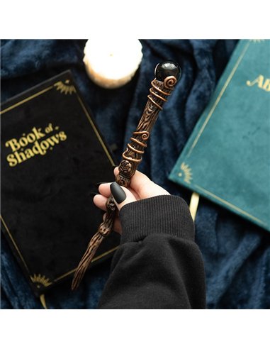 Protection Black Obsidian Crystal  Wand with Pouch WA_31625