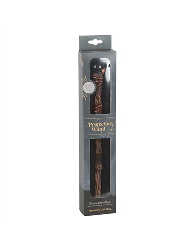 Protection Black Obsidian Crystal  Wand with Pouch WA_31625