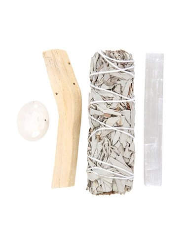 Smudge Kit with Clear Quartz Crystal WT_67223