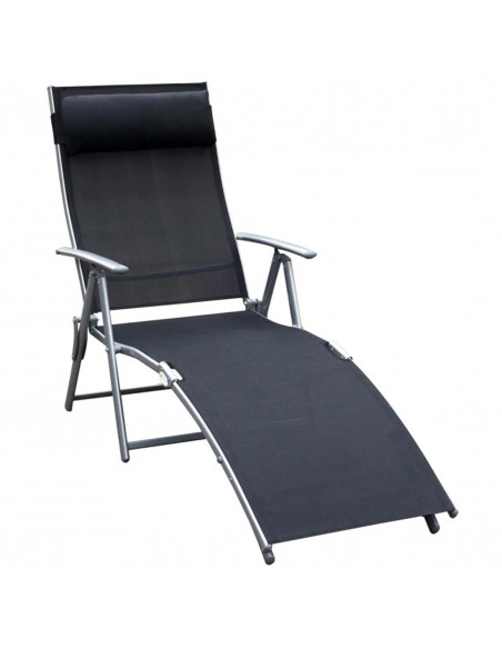 Outsunny Texteline Foldable 5 Levels Sun Lounger Recliner Chair, Black - pic 13832 | FastDaddyshop