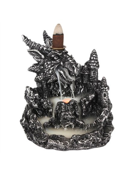 Silver Dragon Backflow Incense Burner With Light BF_21628 - pic 138385 | FastDaddyshop