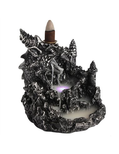 Silver Dragon Backflow Incense Burner With Light BF_21628