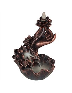 Bronze Effect Hand with Flower Backflow Incense Burner BF_68438