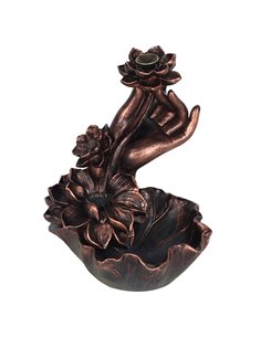 Bronze Effect Hand with Flower Backflow Incense Burner BF_68438 2