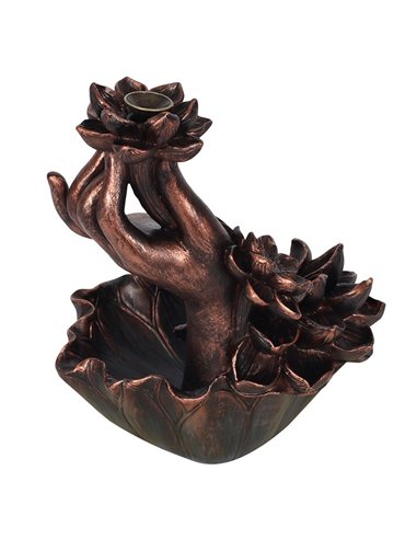 Bronze Effect Hand with Flower Backflow Incense Burner BF_68438