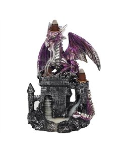Purple Dragon on Castle Backflow Incense Burner BF_75538