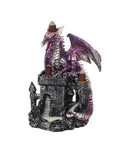 Purple Dragon on Castle Backflow Incense Burner BF_75538 2
