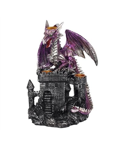 Purple Dragon on Castle Backflow Incense Burner BF_75538