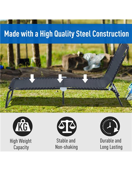 Outsunny Folding 4 Position Sun Lounger, Camping Hiking Recliner, Black - pic 13847 | FastDaddyshop