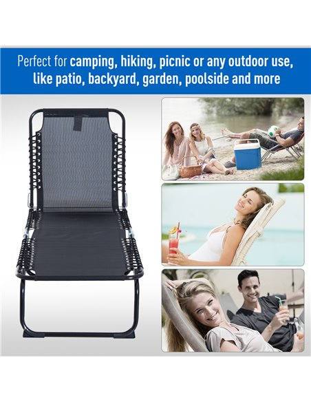Outsunny Folding 4 Position Sun Lounger, Camping Hiking Recliner, Black - pic 13849 | FastDaddyshop