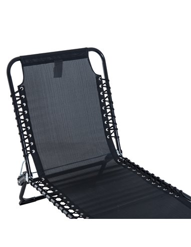 Outsunny Folding 4 Position Sun Lounger, Camping Hiking Recliner, Black