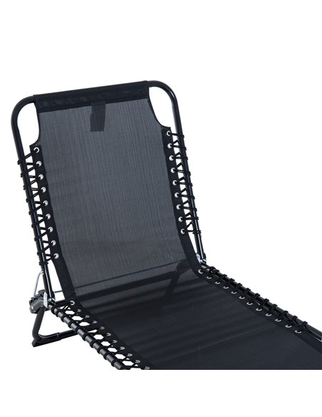 Outsunny Folding 4 Position Sun Lounger, Camping Hiking Recliner, Black - pic 13851 | FastDaddyshop