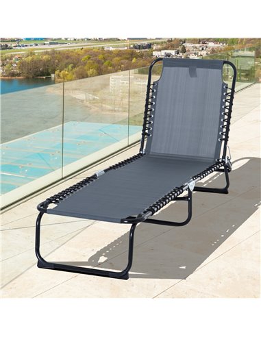 Outsunny Folding 4 Position Sun Lounger, Camping Hiking Recliner, Grey