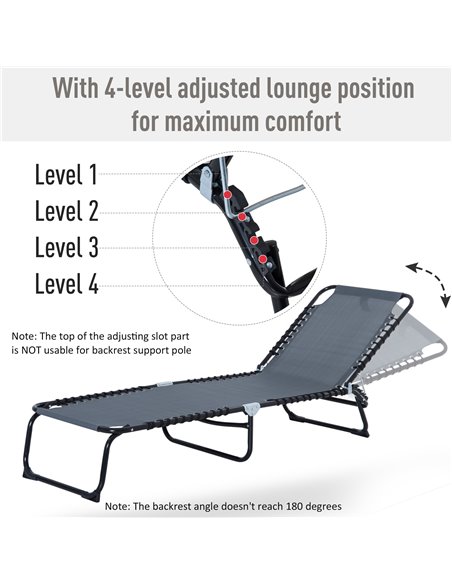 Outsunny Folding 4 Position Sun Lounger, Camping Hiking Recliner, Grey - pic 13854 | FastDaddyshop