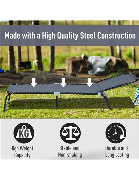Outsunny Folding 4 Position Sun Lounger, Camping Hiking Recliner, Grey - pic 13855 | FastDaddyshop