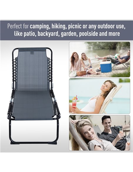Outsunny Folding 4 Position Sun Lounger, Camping Hiking Recliner, Grey - pic 13857 | FastDaddyshop