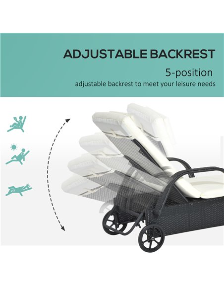 Outsunny Garden Rattan Single Sun Lounger, Reclining Chair, Black - pic 13872 | FastDaddyshop