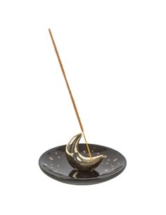 Gold Crescent Moon Incense Stick Holder IH_84724