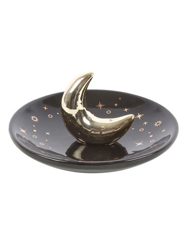 Gold Crescent Moon Incense Stick Holder IH_84724