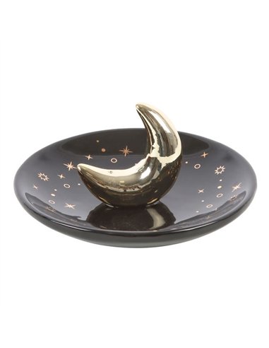 Gold Crescent Moon Incense Stick Holder IH_84724