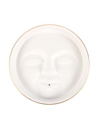 White Moon Face Incense Stick Holder IH_85024