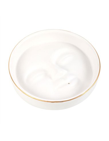 White Moon Face Incense Stick Holder IH_85024